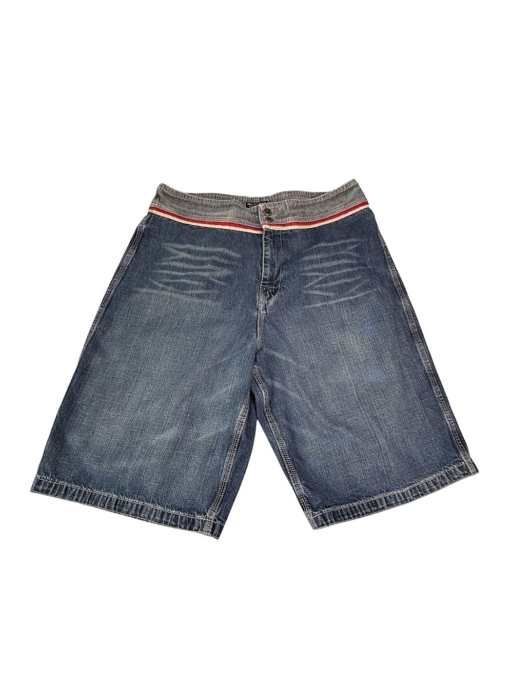 Polo Ralph Lauren Vintage Men's Jeans Shorts Jorts Size L Red Gray Waistband